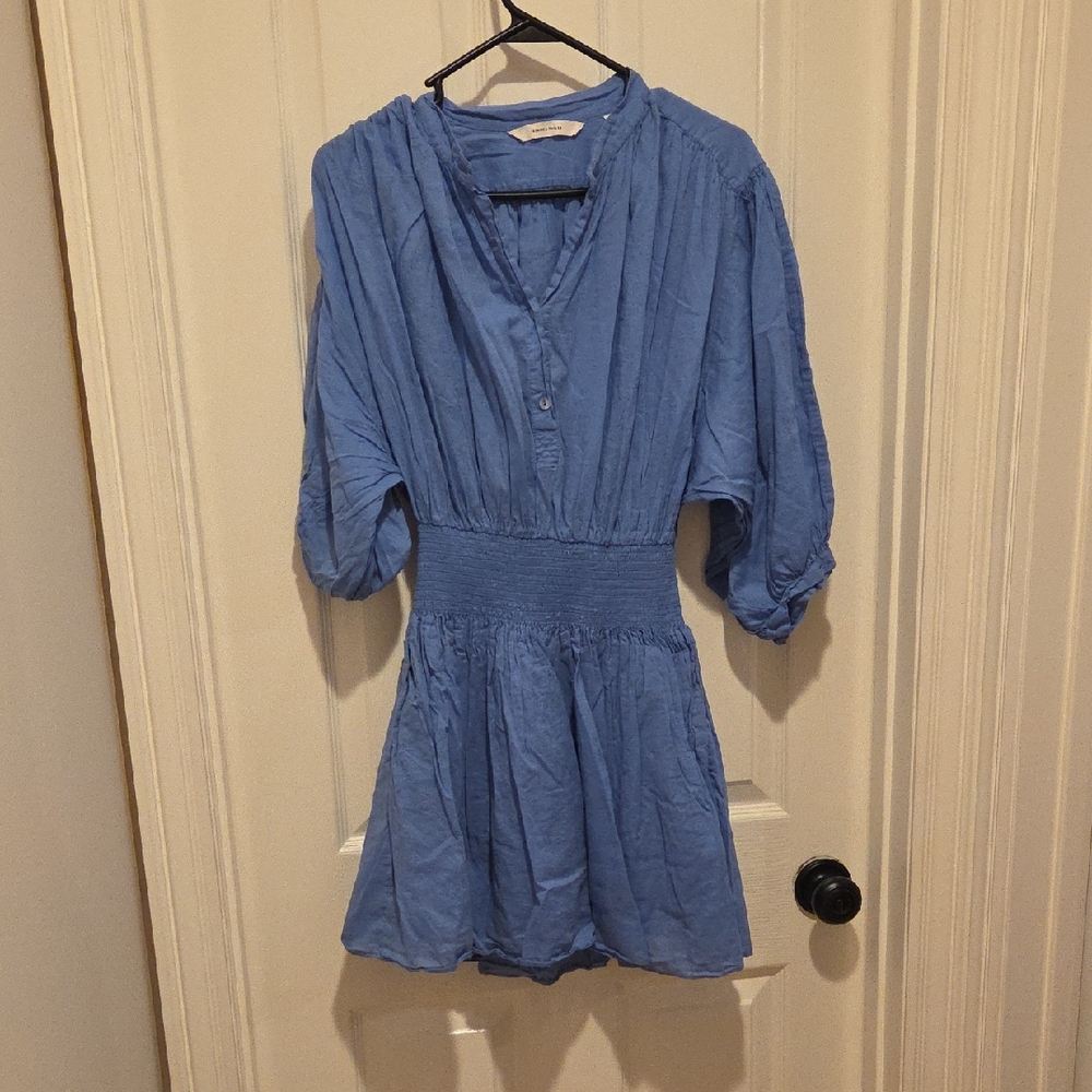 Rebecca Taylor Blue Bishop Sleeve Mini Sundress - Medium